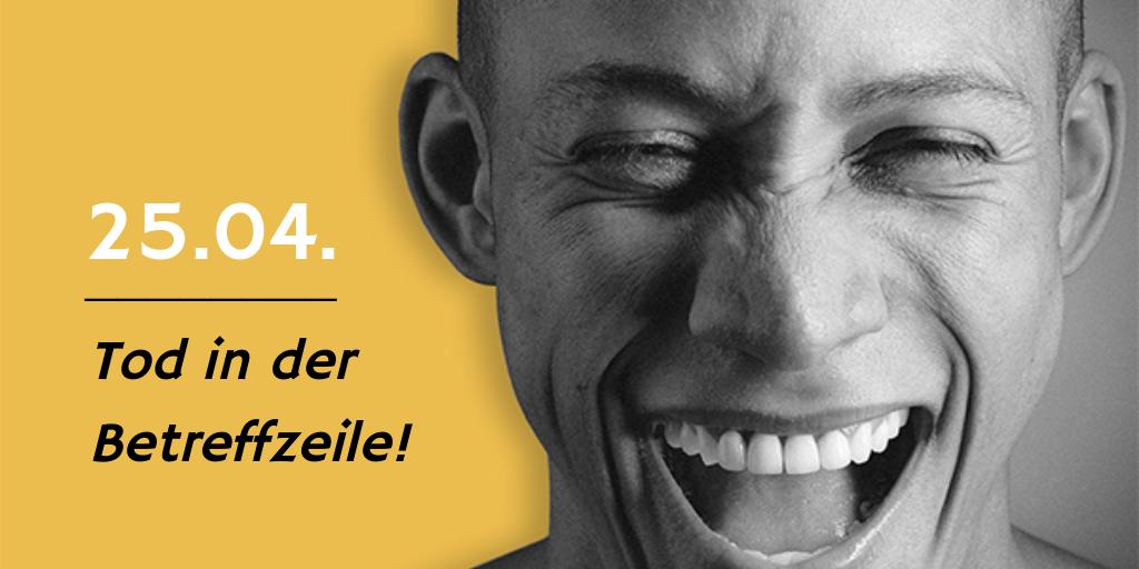 PResstige #Praxis #Workshop mit Mario #Pricken und Dieter Weidhofer zum Thema "Tod in der Betreffzeile!" Was Pressetexte zum Sterben verurteilt oder von Geburt an zu Stars macht Donnerstag, 25.4.2019 <a href="/DiePressecom/">Die Presse</a> Jetzt anmelden unter bit.ly/2GLc1qN