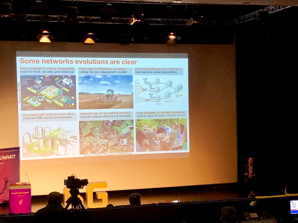 Bbar6G's tweet photo. Eric Hardouin from Orange talks about clear  evolutions of future networks which includes reaching EMF limits in cities #6Gsummit #6GFlagship https://t.co/xJjPunwT8S