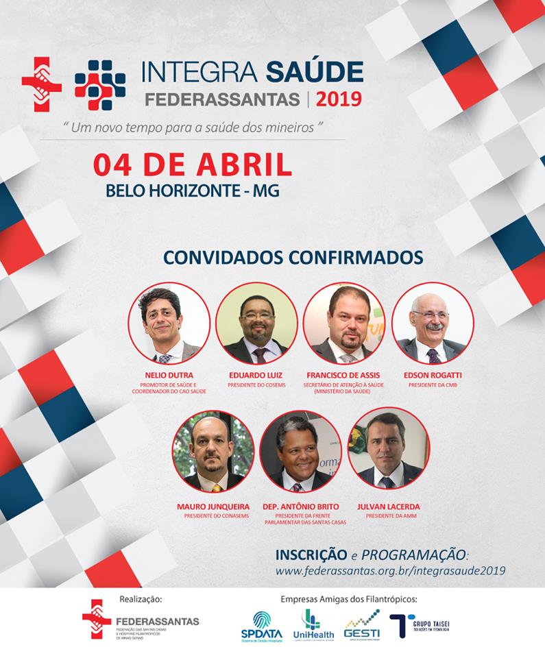 Spdata's tweet photo. Convidamos você a participar da 6ª Edição do INTEGRA SAÚDE 2019. Promovido pela Federassantas e patrocinado pela SPDATA, este evento reunirá as principais lideranças e autoridades para discutir e propor novas soluções para a área da saúde de Minas Gerais. 
https://t.co/DeUixy19E1 https://t.co/ib1QdrzR8b