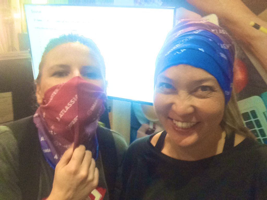 obsidianza's tweet photo. We are sporting some awesome #buffs #bandanas at #DevConf stop by and get your @Atlassian swag #smarterteams that #smartercode https://t.co/OD6L7AkkY0