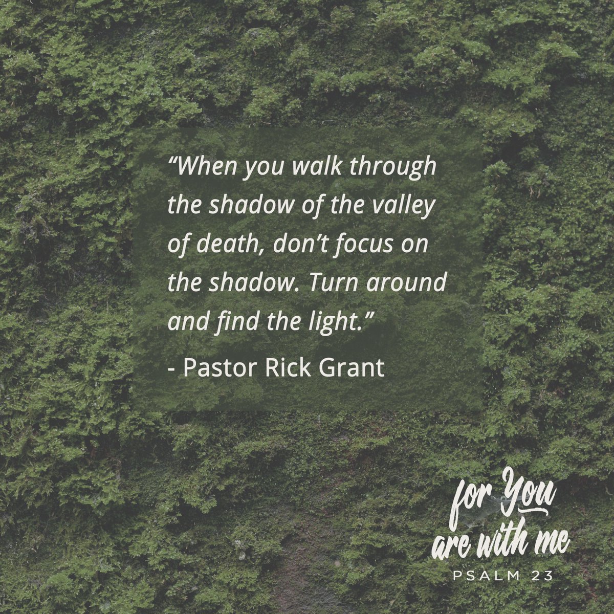 FirstBenton's tweet photo. "When you walk through the shadow of the valley of death, don't focus on the shadow. Turn around and find the light." - Pastor Rick #forYouarewithme https://t.co/kvc1nNhwTE