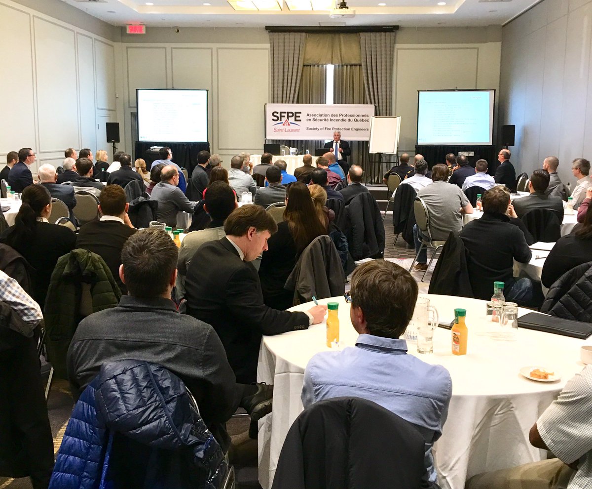 Lawrence Keeping P Eng.  PSFPE nous informe des changements et nouveautés du NFPA 13 2019 au séminaire SFPE St Laurent. #SecuritéIncendie #FPE #ProtectionIncendie #SFPE