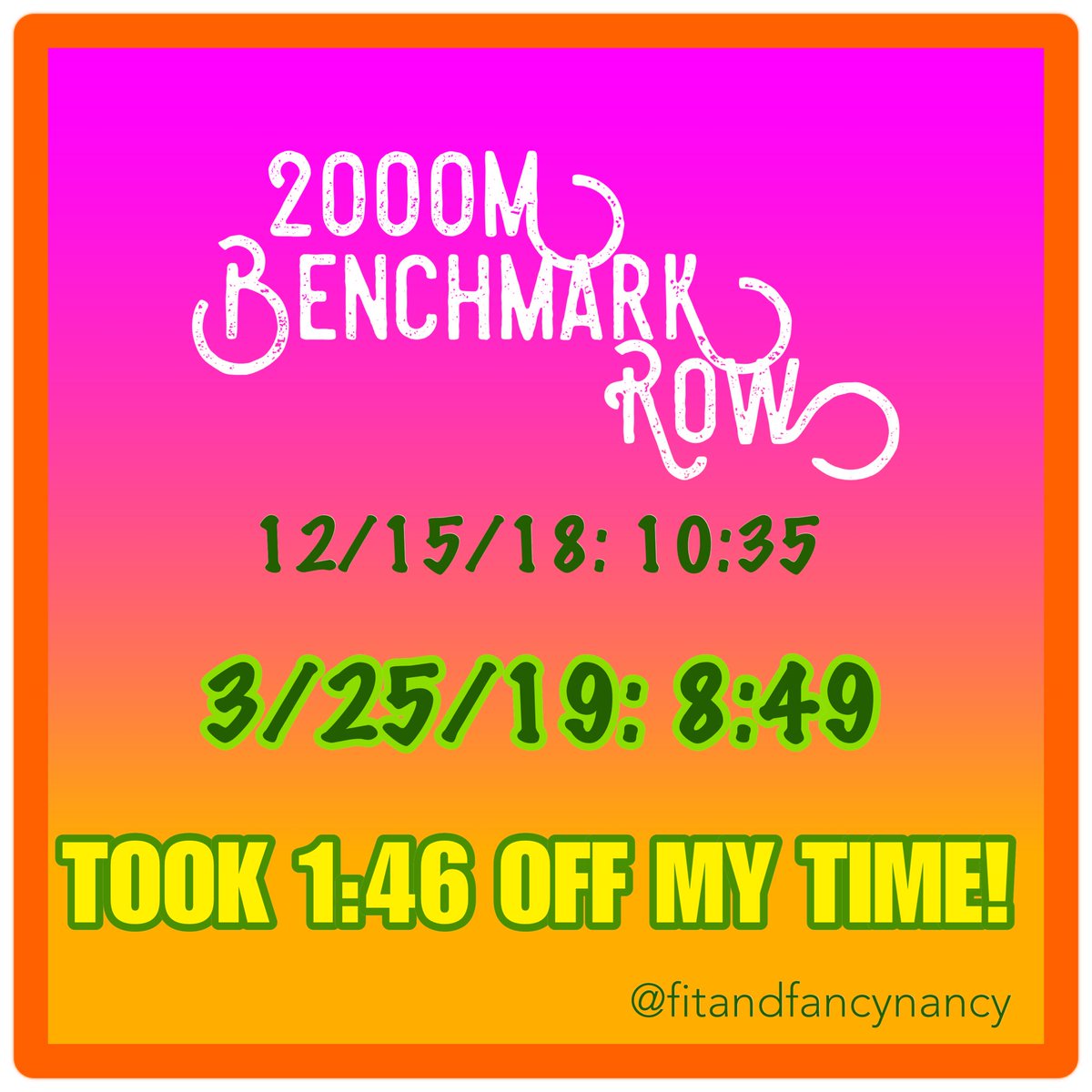 NancyAbrams1109's tweet photo. Not sure how I did it... took 1:46 off my 2000m row benchmark! Held back the happy tears 🧡🍊😂🔥#OTFFrederick #NeverMissAMonday #KeepBurning @orangetheory https://t.co/5YHrnsXo8f