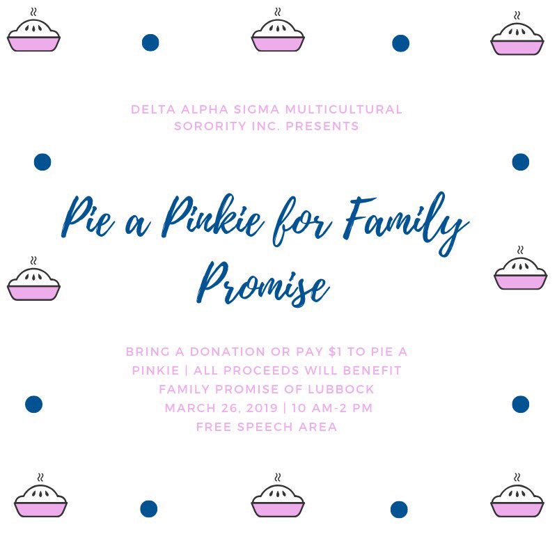 DAS_TexasTech's tweet photo. Everyone made the start to our Founding Week so much fun so why not make today the same! Come by the SUB to Pie a Pinkie for Family Promise! Through item donation or a $1 donation you can pie your favorite Pinkie! 💖#wearesoexcited #pinkladies #celebration #foundingweek #founders https://t.co/LcmdbPWgfh