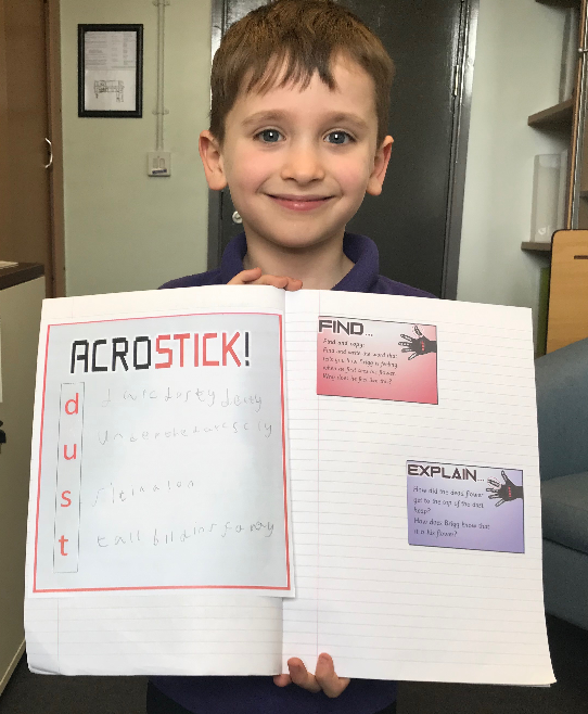 HeatonAvenueSch's tweet image. AMAZING ALARM! So unbelievably proud of Tom who has produced a fantastic 'acrostick' poem based on the word 'dust'. All his ideas were taken from his class read, The Flower and his verbal answers and word choice blew me away! What a fantastic end to the week! @ReaderResilient
