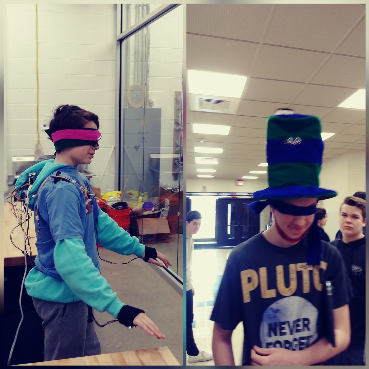mrdaltonfowler's tweet photo. #NEHS Students use the baseline data collected to test their wearable designs. Students receive real time feedback from programmed devices in the form of beeps or vibrations to navigate a human maze blindfolded. #Engineering https://t.co/wx8YGLOdl3
