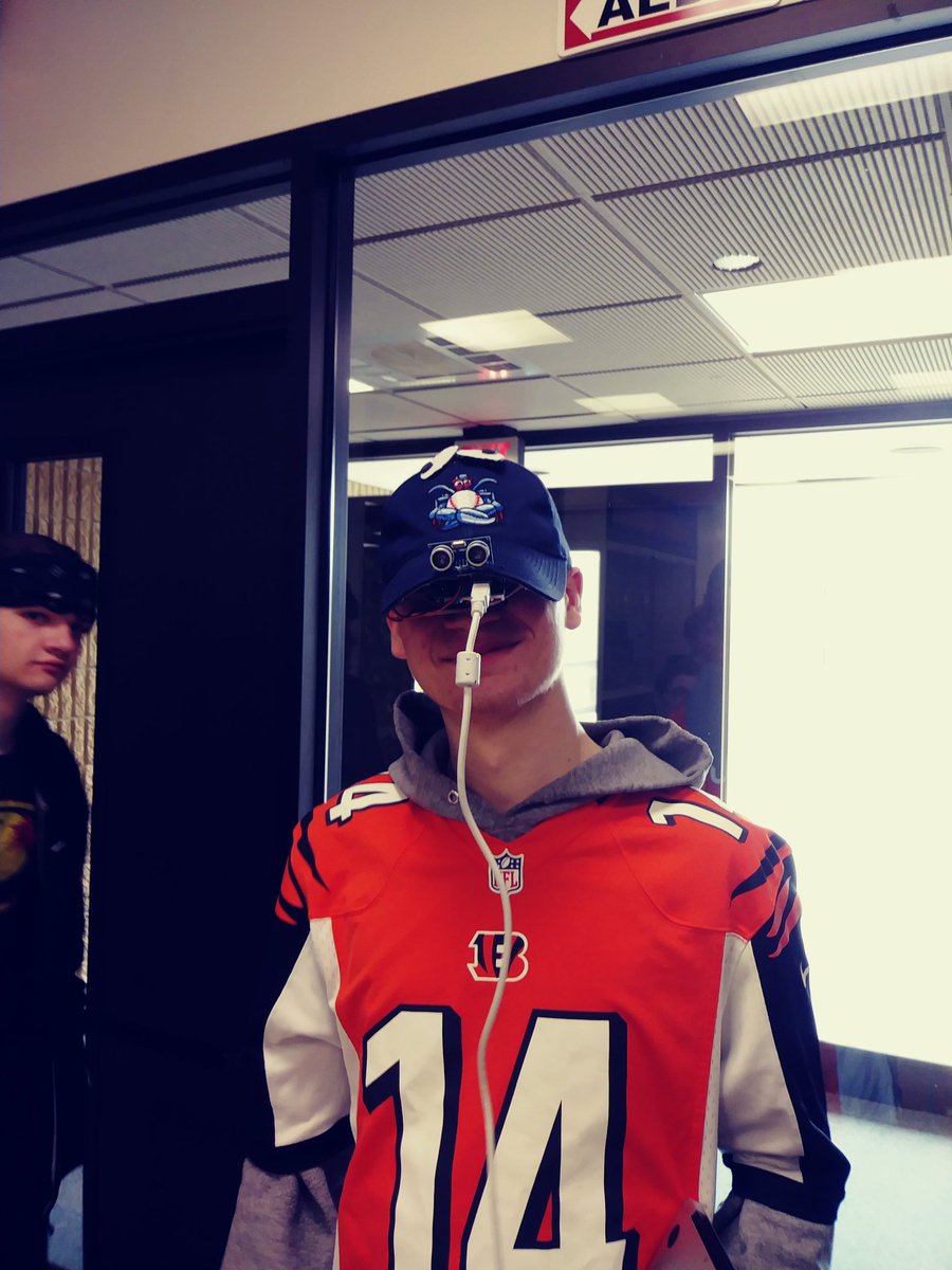 mrdaltonfowler's tweet photo. #NEHS Students use the baseline data collected to test their wearable designs. Students receive real time feedback from programmed devices in the form of beeps or vibrations to navigate a human maze blindfolded. #Engineering https://t.co/wx8YGLOdl3