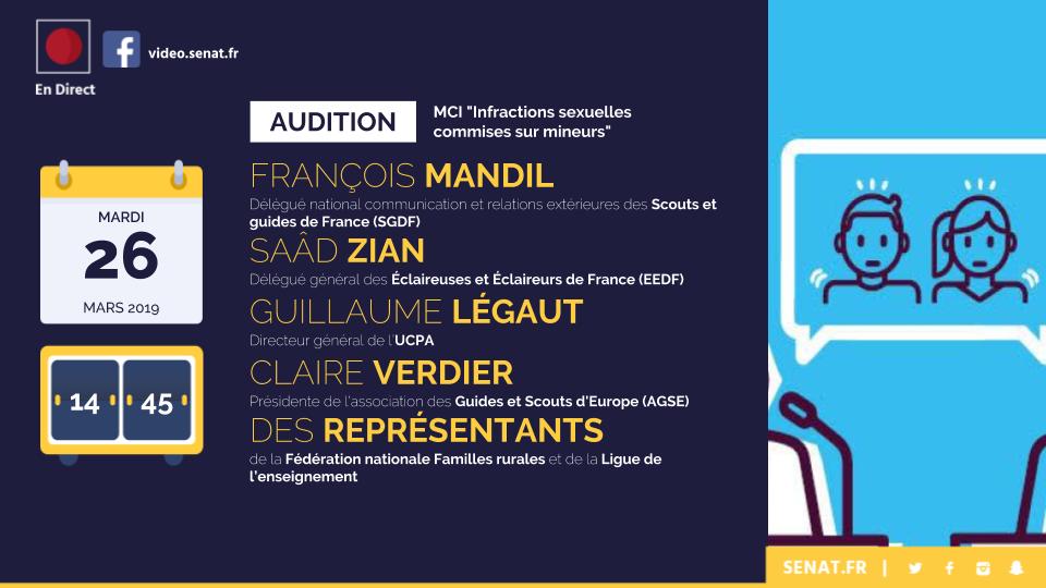 À 14h45, la #MCIPédocriminalité poursuit ses auditions ⤵
À suivre en direct sur Facebook et sur le site internet du #Sénat 
↪ bit.ly/2TF9TmM