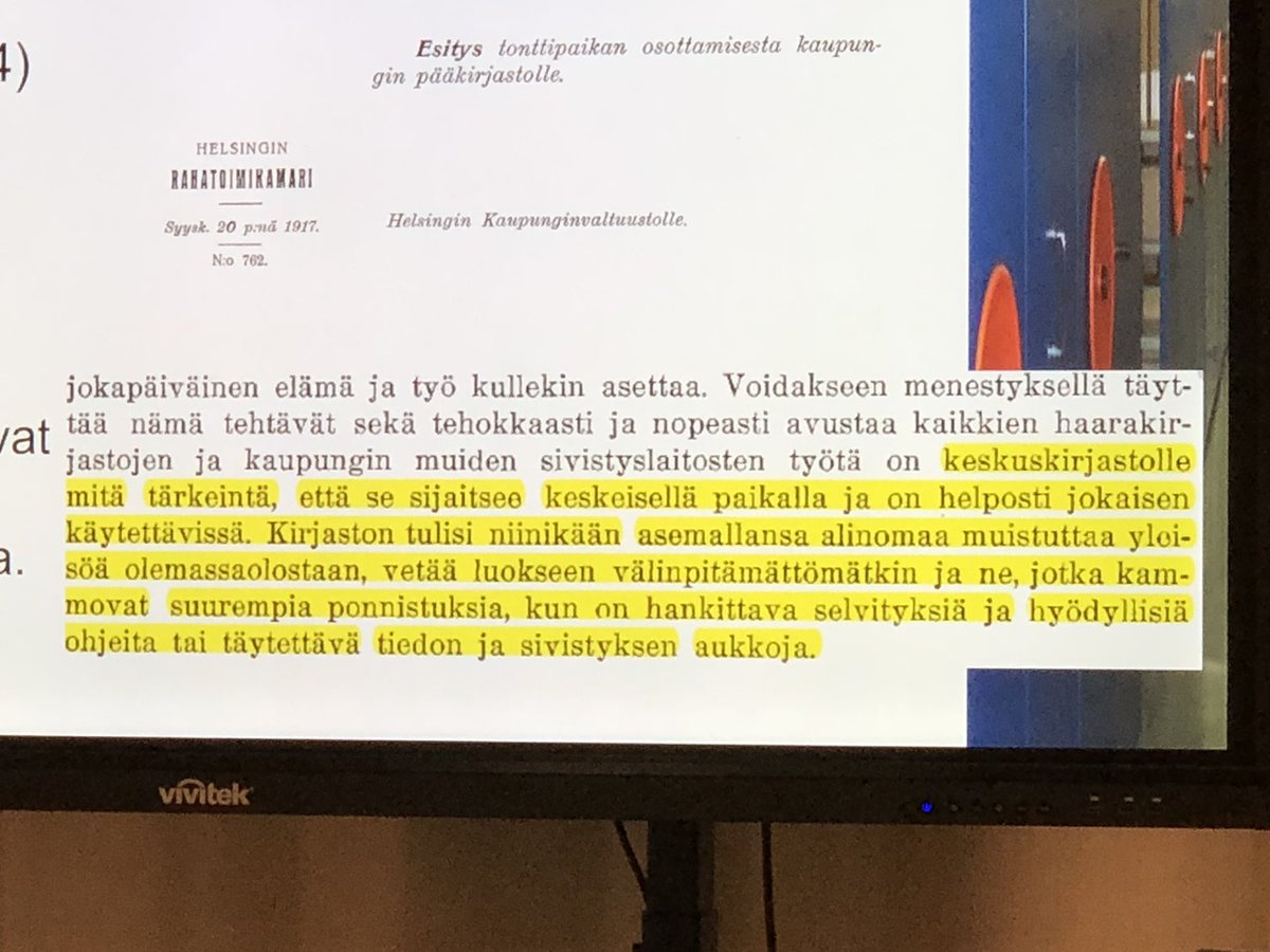 JaniSuonpera's tweet photo. Panu Haavisto kaupunginarkistosta esitteli kaupunginvaltuuston esityksen vuodelta 1917: @oodihelsinki selvästi on vastannut tähän varhaiseen visioon ☺️👌🏻😁 |
#historia #sinetti #arkistot #kirjastot #alldigitalweek https://t.co/Qug69H1QIT