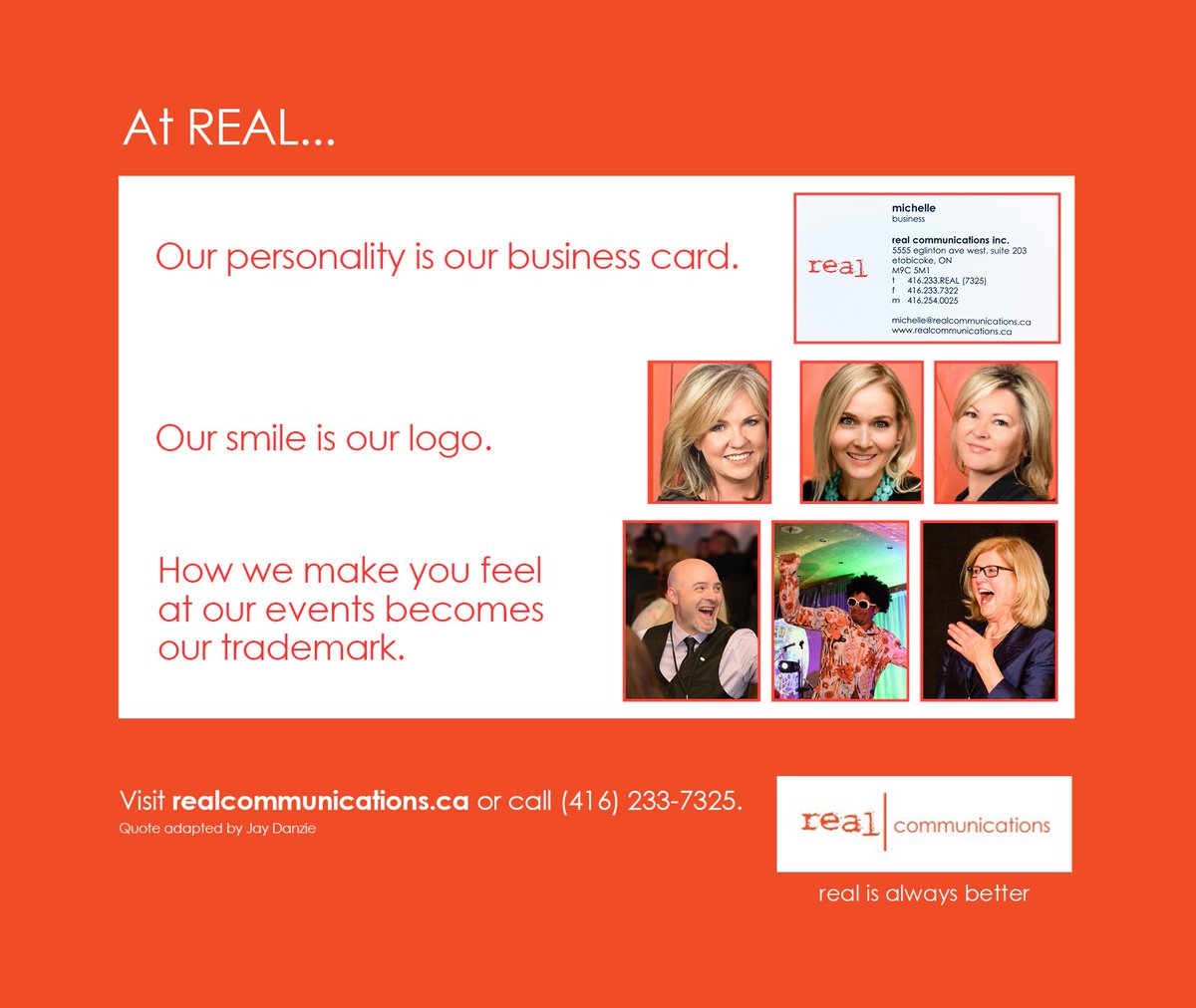 RealEventTools_'s tweet image. REAL creates elite, unique, compelling and UNFORGETTABLE experiences. 

realcommunications.ca
#realisalwaysbetter

#event #eventplanning #EventPlanner #bizbash #eventprof #smile #trademark