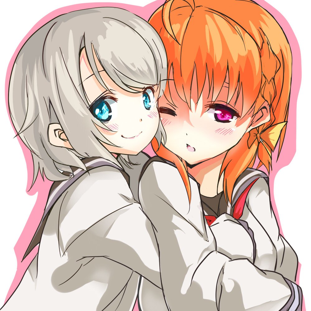 高海千歌 ,渡辺曜 「幼馴染み #ラブライブ!サンシャイン!! #ようちか https://t.co/」|なまずのイラスト