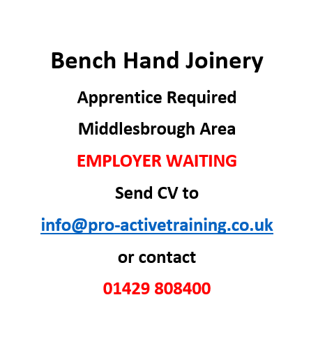 Employer waiting, Immediate start contact 01429 808400 Send CV to Info@pro-activetraining.co.uk