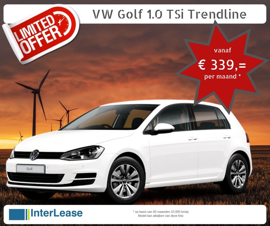 InterLease heeft voor u een speciale lente actie met de VW Golf 1.0 Trend Line benzine op basis van Full Operational Lease vanaf €335,= per maand voor meer info kijk op buff.ly/2ur9ZnG
