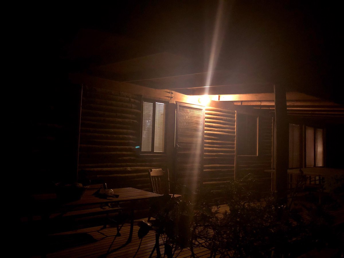 Okay. Yes, I see the bear thing in the fireplace. I assume it was a weird reflection, and it looks cuddly, so I’m not worried. But to the people who pointed out what looks like a person standing in the window of the cabin in the photo I took last night, YOU ARE NOT HELPING.