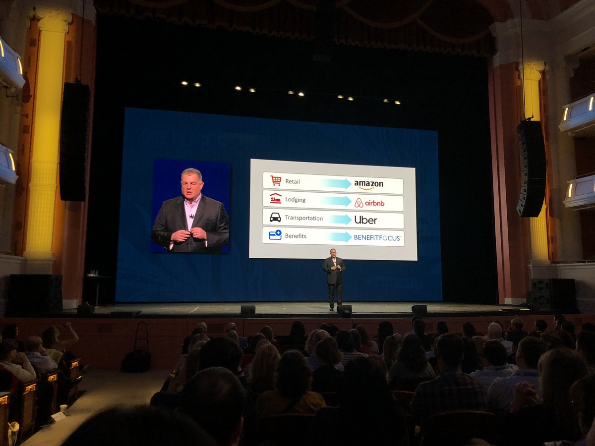 bubr0wn's tweet photo. . @raugust decribing @Benefitfocus transformation to a platform company, and our role as a connector to ensure everyone wins!#oneplace19 https://t.co/TTZXnr9wTr