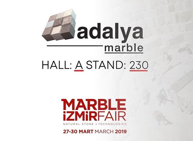 AdalyaMarble's tweet photo. We are at Hall: A and Stand No: 230 @marbleizmir fair between 27-30 March #AdalyaMarble #Marble #Limestone #Stone #NaturalStone #TurkishStones #Design #Architecture #Quarry #Blocks #Slabs #Tiles #Mosaics #Mermer #Doğaltaş #Tasarım #Mimari #Marmor #NaturS… https://t.co/O9IWNO7stj https://t.co/oCP3jOrBuJ