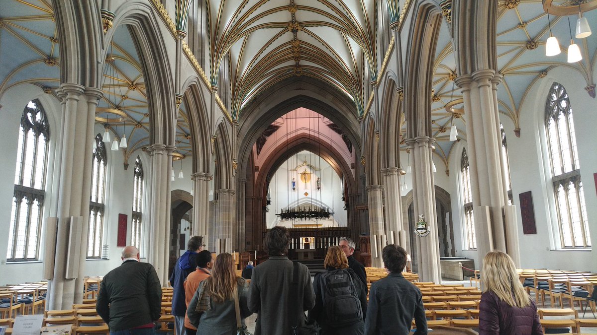 BCA_UCLan's tweet photo. Huge thanks to James Sanderson @JWG_Sanderson for an inspirational talk and tour of the new extension to Blackburn Cathedral. An excellent insight into the design process and a wonderful enhancement to the Cathedral and the town. @IHBCtweet @uclanADF https://t.co/f9exWZQ0PV