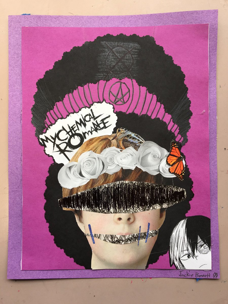 RoetzelArtClass's tweet photo. 7th grade collage self portraits are up! So many creative ideas this trimester. I love to see how different each group is. Don’t miss them at the end of the 7th grade hall in @spearfishms #middleschoolart #artteacher ❤️🙏🏼🎨 https://t.co/qx2V84uAn6