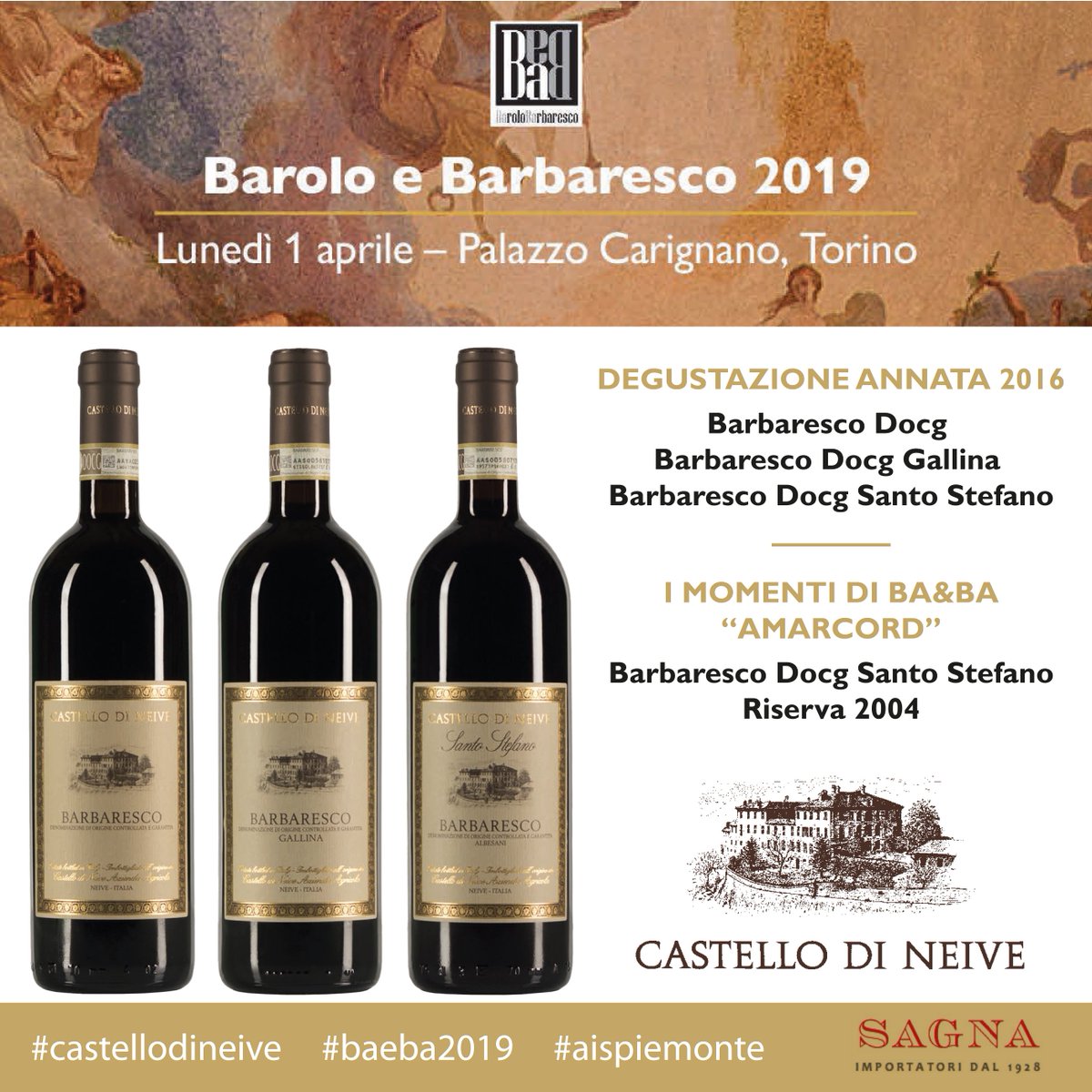 castellodineive's tweet photo. Vi aspettiamo a Ba&Ba
Lunedì 01 aprile dalle ore 15.00 alle ore 20
Palazzo Carignano
via Accademia delle Scienze 5 - Torino
Info: https://t.co/sGSjnXhVHj…/178-ba-ba-barolo-e-barbaresco-…
#baeba #baeba2019 #aispiemonte #castellodineive #barbaresco #neive #langhe #langhewine https://t.co/y8Yck2LhIq