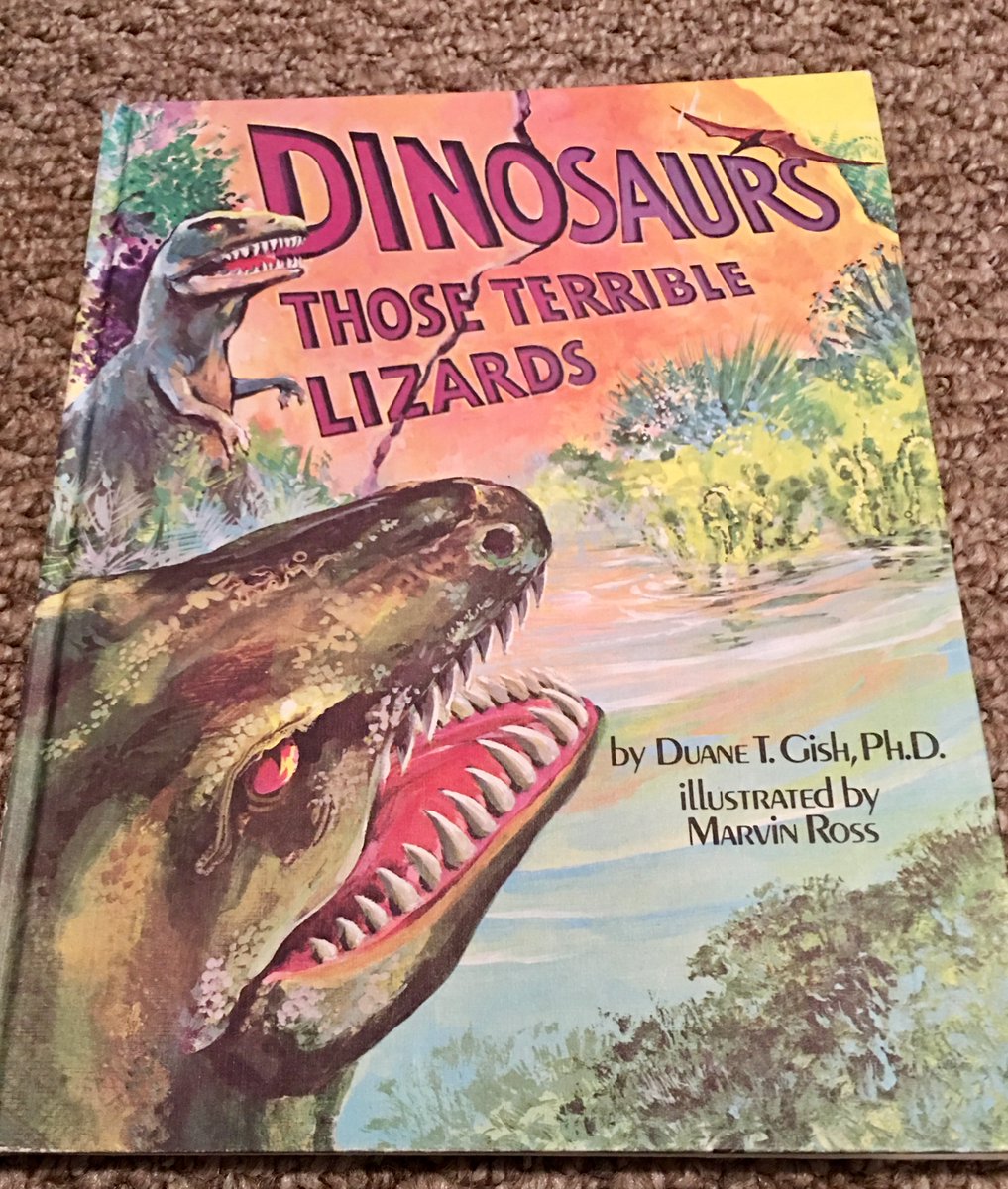 2. This is going to be a primary-source-based thread focusing on the evangelical children's book Dinosaurs: Those Terrible Lizards, by creationist Duane T. Gish, who got a Ph.D. in biochemistry from Berkeley in 1953 and died in 2013. But before I dive into it, some background.