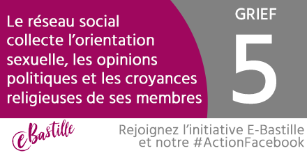 isoc_france's tweet photo. #ActionFacebook @e_bastille GRIEF #5 : "Le réseau social collecte l’orientation sexuelle, les opinions politiques et les croyances religieuses de ses membres" https://t.co/P8tvBStrof #RGPD #GDPR #Privacy #Facebook https://t.co/xEOS5tPr9S