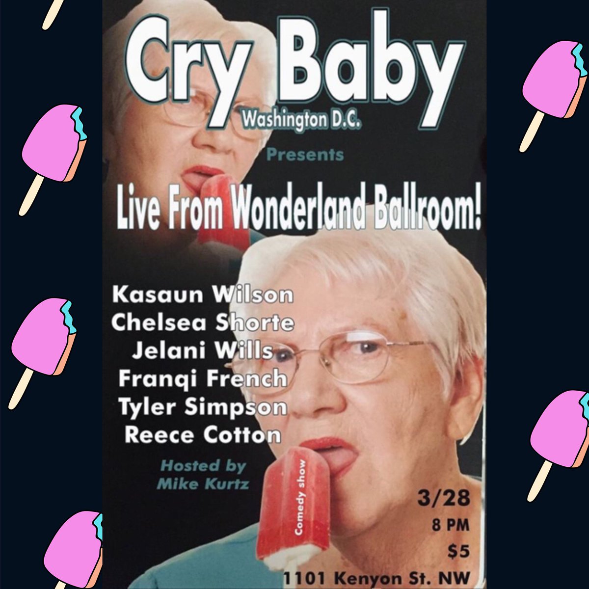 tyler_is_comedy's tweet photo. Very excited for this show! Cry Baby is always the best. Come check it out this Thursday @ 8pm! 😘😘😘
.
.
.
.
#comedy #dccomedy #dmvcomedy #standup #standupshow #washingtondc #simpsonheads #simpsonheadsunite https://t.co/Pi1EiEwIdG