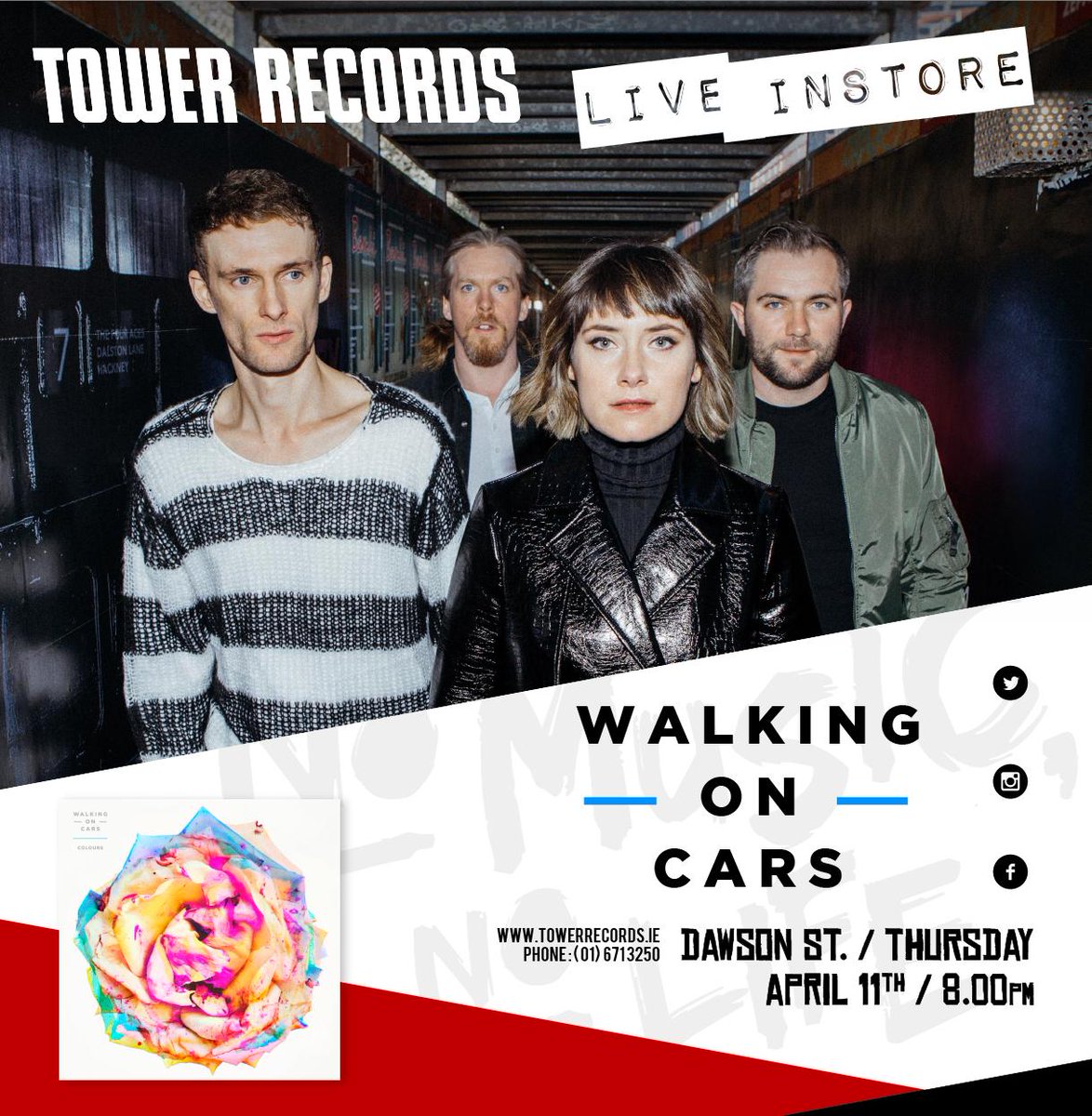 TowerDublin's tweet photo. Exclusive Album Launch
@WalkingOnCars will launch their highly anticipated 2nd album #colours in our Dawson St store on Thursday April 11th.
To attend, pre order Colours in store or online
https://t.co/B8z4t0PDwh
One entry per pre order
#towerlive #towerdublin https://t.co/OK0vAZpVBg