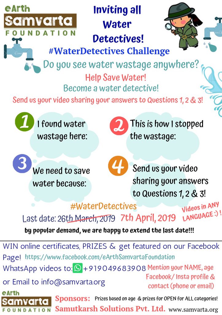 PandeyKamna's tweet photo. Can’t emphasise more on the importance of saving water and making our next generation receptive about the problem and to make them actively participate in #SaveWater campaign.
#WaterDetectives Challenge is an initiative in this direction.
Pls share @priyankagandhi @ShashiTharoor https://t.co/64mBdaYdrD