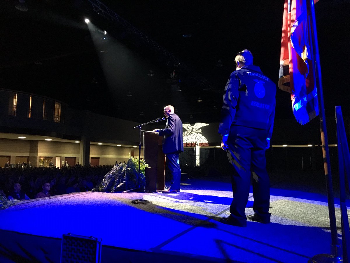 TNAgCommish's tweet photo. I’m thankful for the opportunity to address more than 3,500 FFA students, teachers, and parents at the 91st @TNFFA State Convention in Gatlinburg this morning. It’s incredible to be surrounded by such a high level of excitement for agriculture from our future leaders. https://t.co/x7120Yj8jx