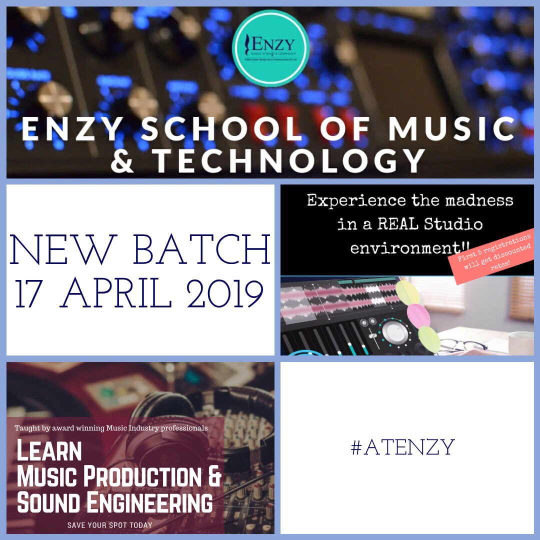 ANNOUNCEMENT!!! 

New batch of Sound Engineering and Music Production at <a href="/ENZYSchool/">ENZY School of Music & Technology</a> of Music &amp; Technology #atENZY starting on 17 APRIL 2019. If you’re interested in learning about things like Pro Audio gears, Recording and Micing techniques, styles and much more..