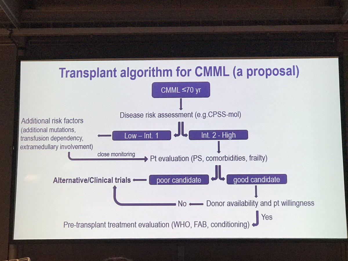 oscar_borsani's tweet photo. A proposed algorithm for CMML transplant by dr. Onida. #EBMT2019 https://t.co/eqAcmcQO6g