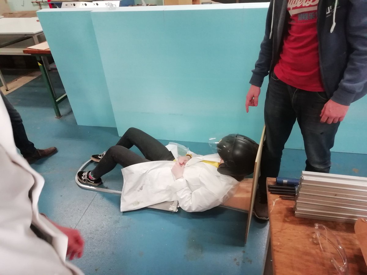 USEV_strath's tweet photo. It's that time of year again when our fabulous driver Cheryl gets fitted for the new vehicle, Clyde 3.0! #shellecomarathon #roadtosem #USEV #shell #ecomarathon #eco #vehicle #electric #ev #ecovehicle #driver #strathlife #engineering #manufacturinguk #strathclydeuniversity https://t.co/AtjV9hk9RU