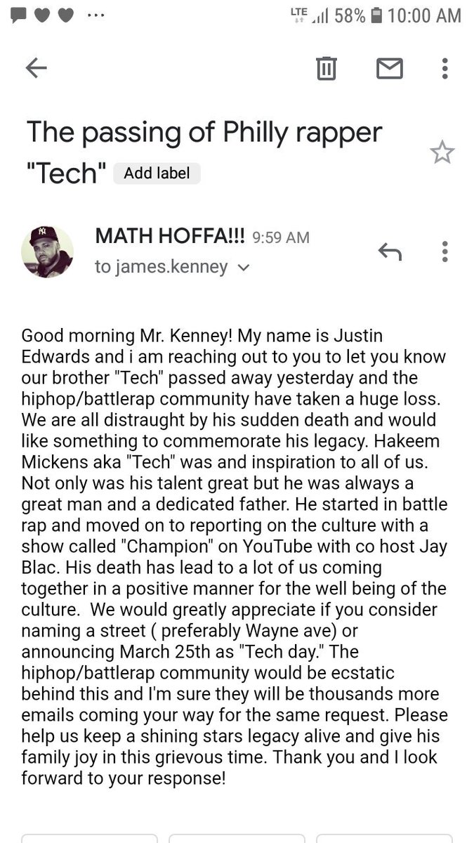 MATHHOFFA's tweet photo. Long live Tech!!! I sent my email. Please support this and send yours to james.kenney@phila.gov https://t.co/8fFvvFaN6R