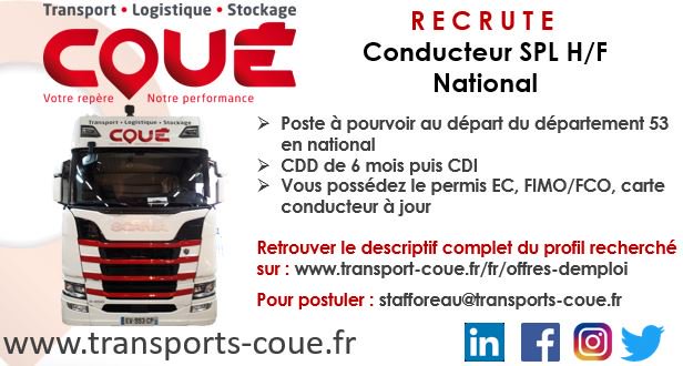 TransportsCoue's tweet photo. Nous recherchons Conducteur Poids Lourds H/F pour le national. Vous trouverez le descriptif complet du poste sur notre site : 
https://t.co/rsRj3nhddY 
Merci de partager
#conducteurroutier #chauffeurroutier #transportroutier #conducteursroutiers #offredemploi #recrutement https://t.co/RW3tFE1ACr