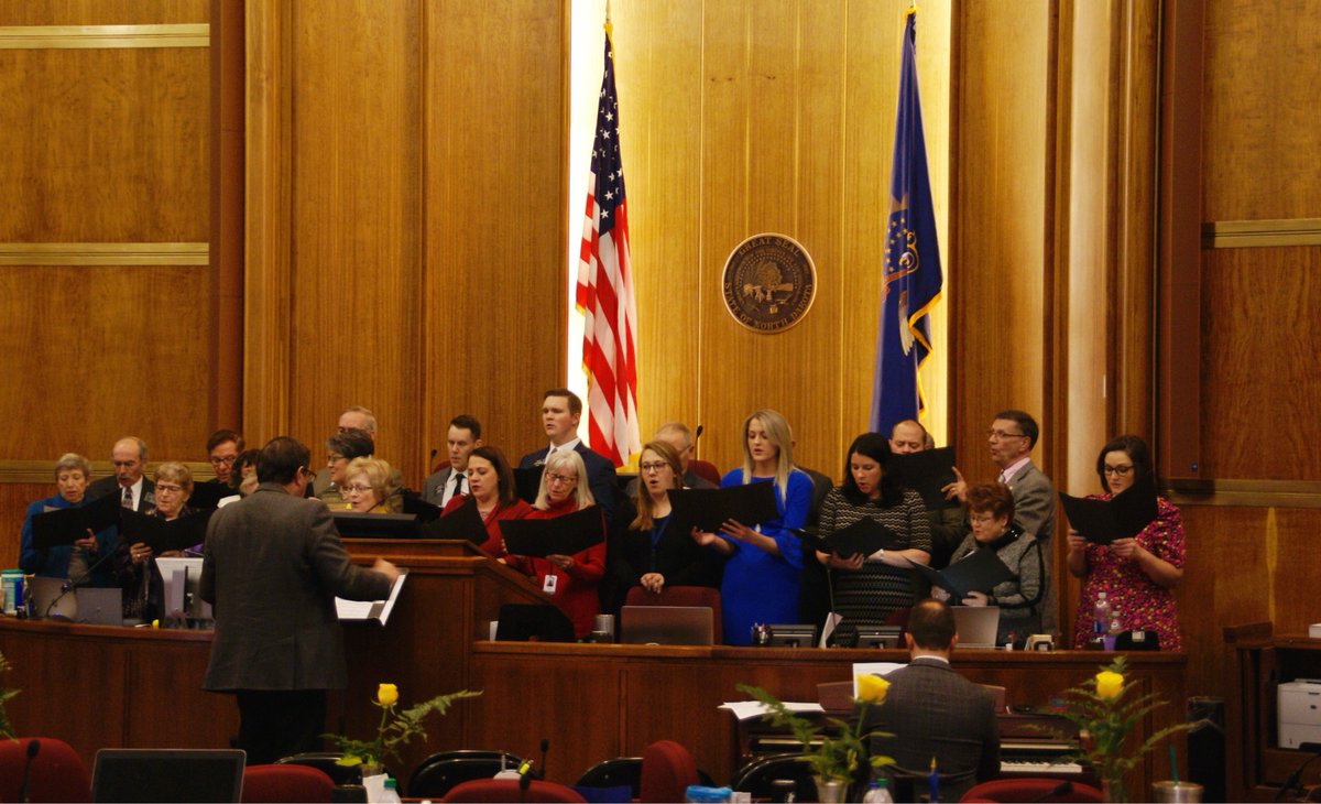 NDSenDemNPL's tweet photo. The Senate Choir practicing for the Memorial Service this afternoon. #ndleg https://t.co/wTXtHsNCT4