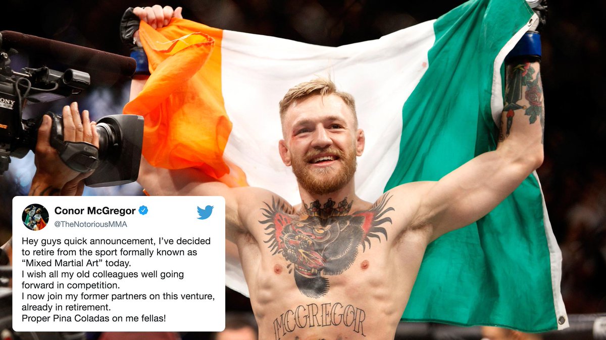 SportsCenter's tweet photo. ICYMI: @TheNotoriousMMA announced he has "decided to retire” from MMA. https://t.co/HgqjnldJCj