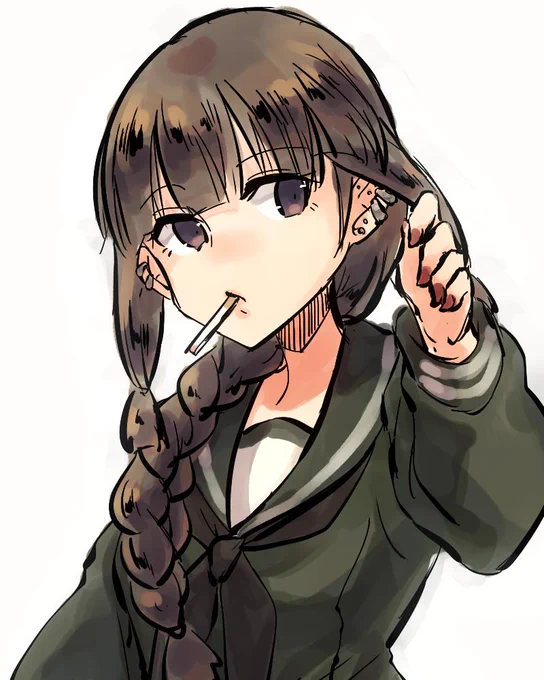 艦これらくがき。ピアスネイル煙草北上 
