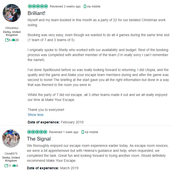 We've had some lovely reviews from you over the past few weeks. Thank you to everyone who has taken the time to write a TripAdvisor review, it really does help out the business and we appreciate hearing about your experience with us. Here are a few of the most recent reviews!