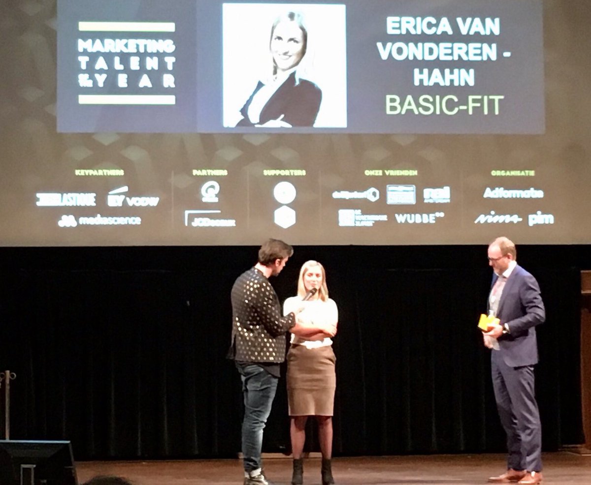 MECTweet's tweet photo. Het marketing talent of the year 2019 is......Erica van Vonderen-Hahn van @BasicFitNL. #dma19 #marketing #talent https://t.co/fjEokdy9kx