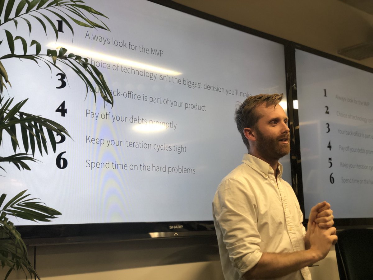 calfonsorico's tweet photo. “Find your MVP and build it without a single line of code”, wise words by @skellystudios at our #LMStartups #marketplace night @stripe! 🙌🏻 @annanthem @samaipatavc https://t.co/Gn759j63G9