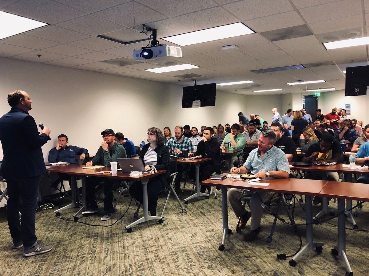 ConnectWiseCRU's tweet photo. Held our first #lunchandlearn at @ConnectWise headquarters today and it was standing room only π. Everyone in attendance left with heads full of #PerchSecurity and bellies full of @MissionBBQ π #ConnectWise #CyberSecurity @wes_spencer https://t.co/Hj2VEjimyk