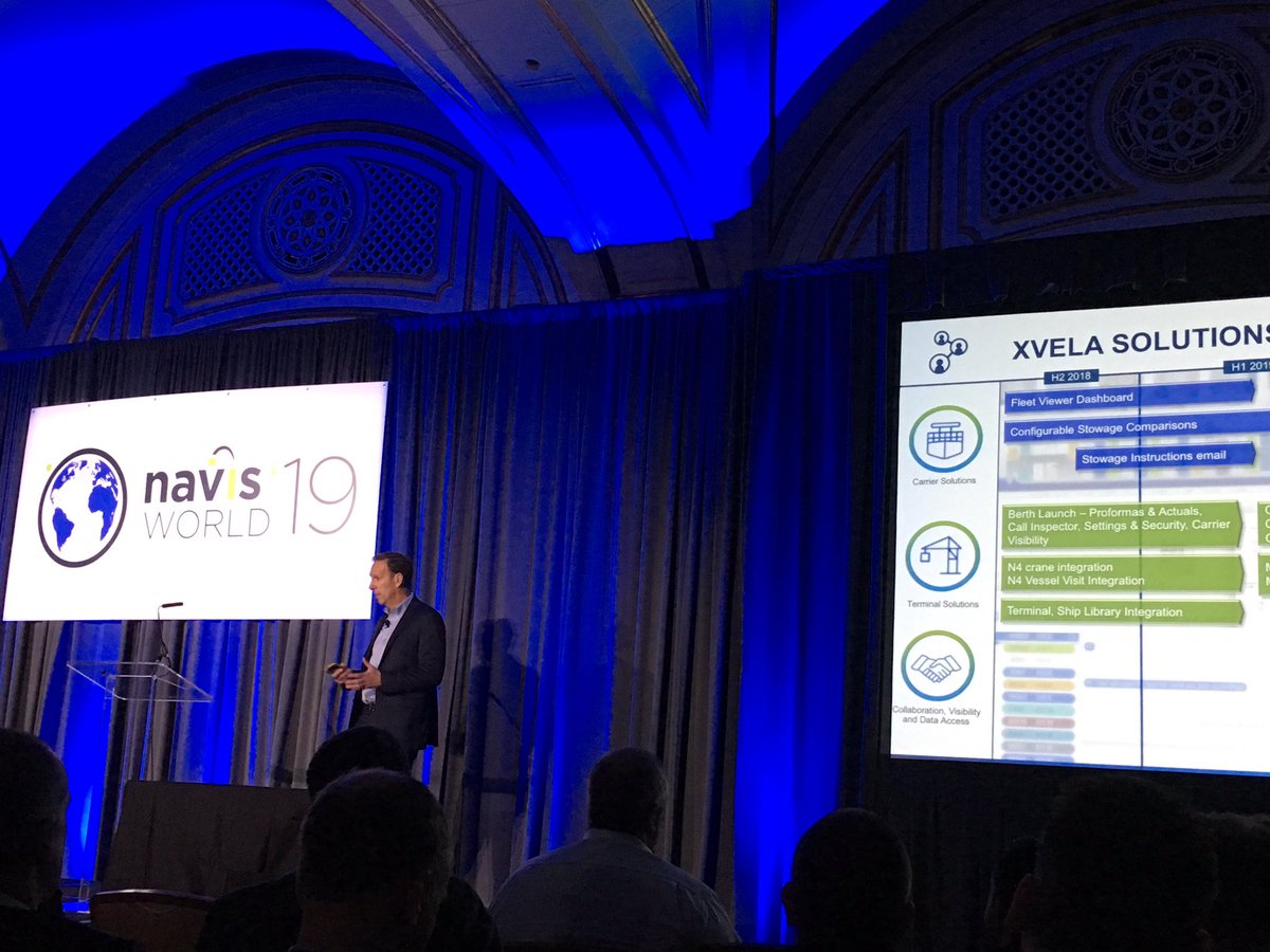 Exciting launches at Navis World @naviscargo by Younus Aftab, Carlos Barbera and here on stage Robert Inchausti <a href="/Cargotec/">Cargotec</a> <a href="/Kalmarglobal/">Kalmar</a>
