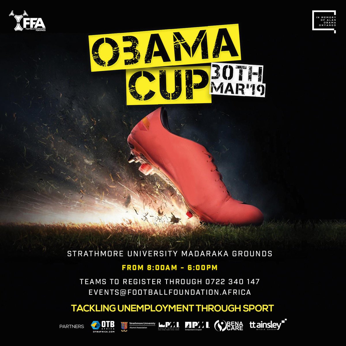 CapitalFMKenya's tweet photo. The #ObamaCup is set for 30th March 2019 ⚽️
Among teams that have confirmed participation are: National Bank of Kenya, KPMG, Madaraka United FC, Young Lawyers Association of Kenya, Strathmore University FC. https://t.co/1SmB2FegpC