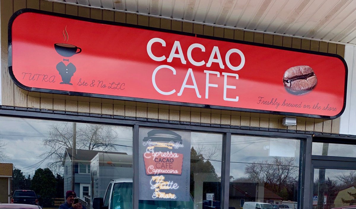 OmegaHIPS's tweet image. Cacao Cafe is gearing up for their Grand Opening with print signage that sells! #PrintSignage #WindowClings #Marketing