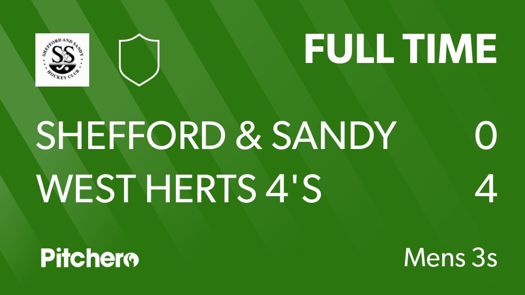 sheffordsandyho's tweet photo. FULL TIME: Shefford &amp; Sandy Hockey Club 0 - 4 West Herts 4's
#SHEWES #Pitchero
https://t.co/KtZ7FQFH2g https://t.co/1EdBmHqb8Z