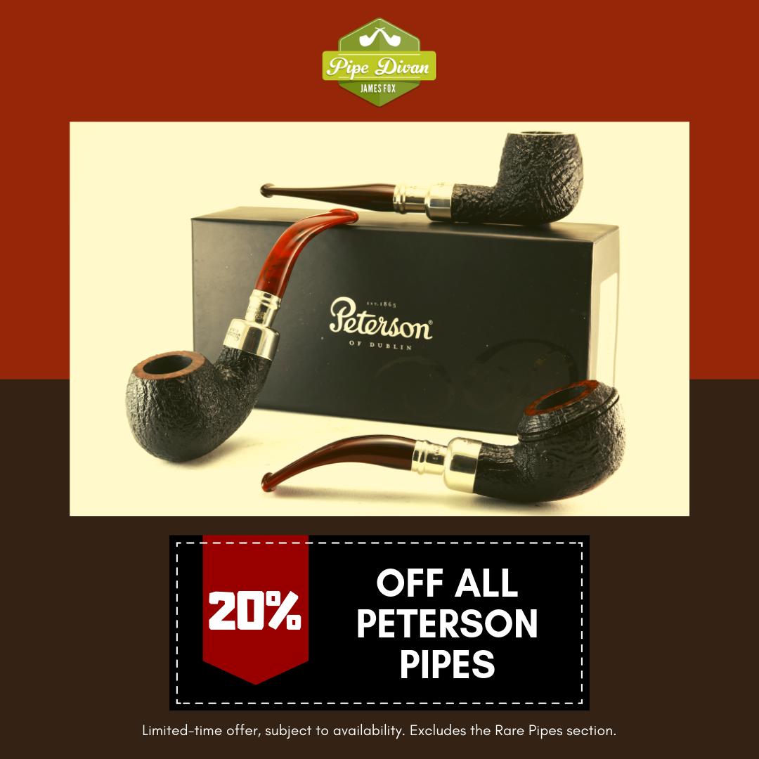 #SpringCleaning in our stock room ⬇ 20% ⬇ off across our entire #Peterson #pipe selection! That's over 100 different models from more than 20 ranges – don't miss your bargain and order online now 🤩

🌎 Worldwide shipping
📦 FREE delivery from €100 ex. VAT on #pipes
