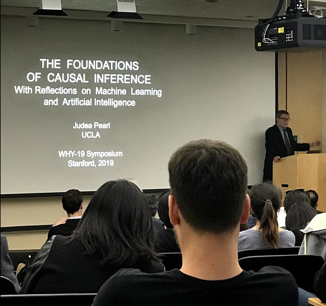 narges_tabari's tweet photo. AAAI Spring Symposium 2019 @Stanford. There are lots of interesting talks on Causal Inference in "Beyond the Curve Fitting" workshop, but the highlight of the day was keynote speech by @yudapearl on foundations of causal inference and #AI. #AAAI #WHY19 #MachineLearning https://t.co/xSglMkIeAU