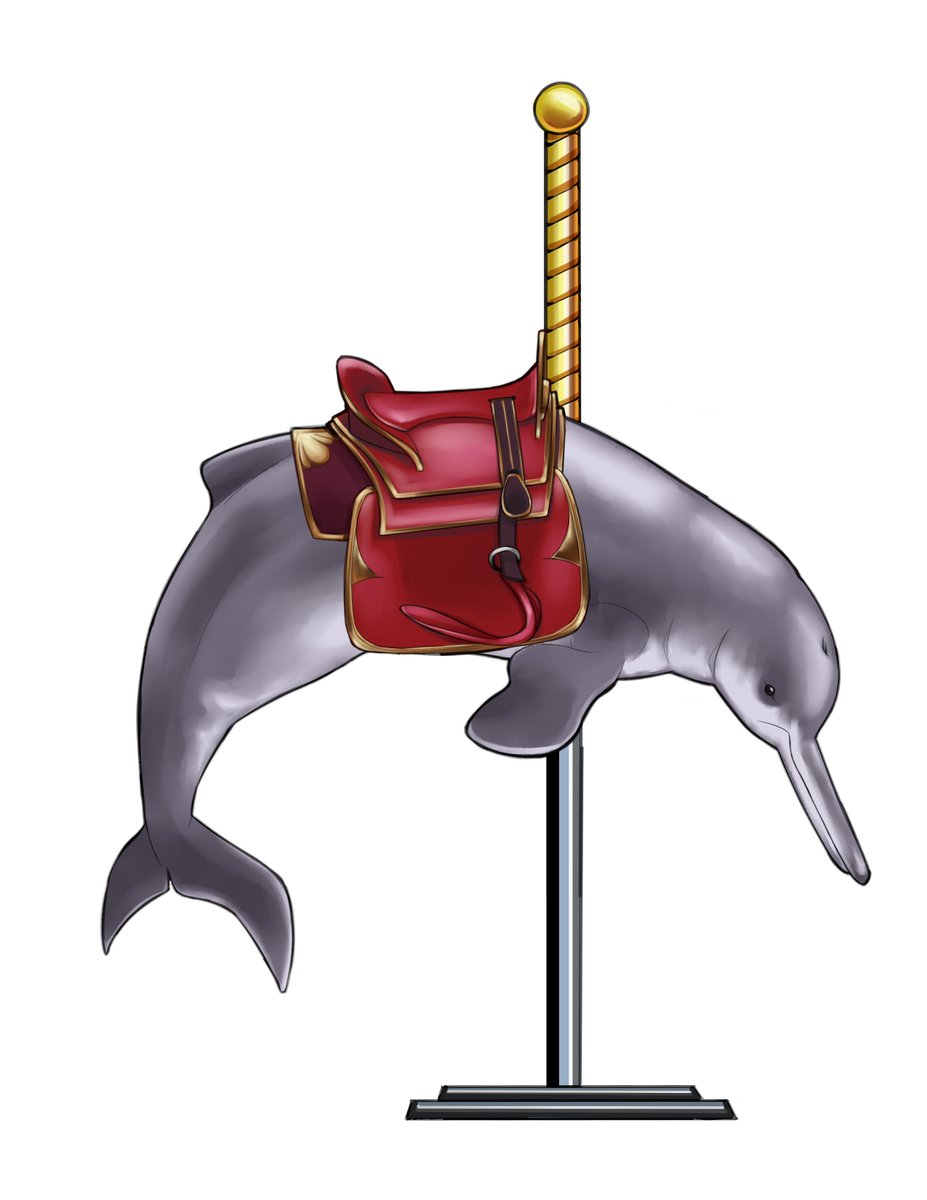 RiverHoltArt's tweet photo. today's #hauntedcarousel animal is the #Baiji, or Chinese River Dolphin. this creature was a very recent loss -the last captive specimen, “Qiqi”, died in 2002. https://t.co/uTFPSxvf94