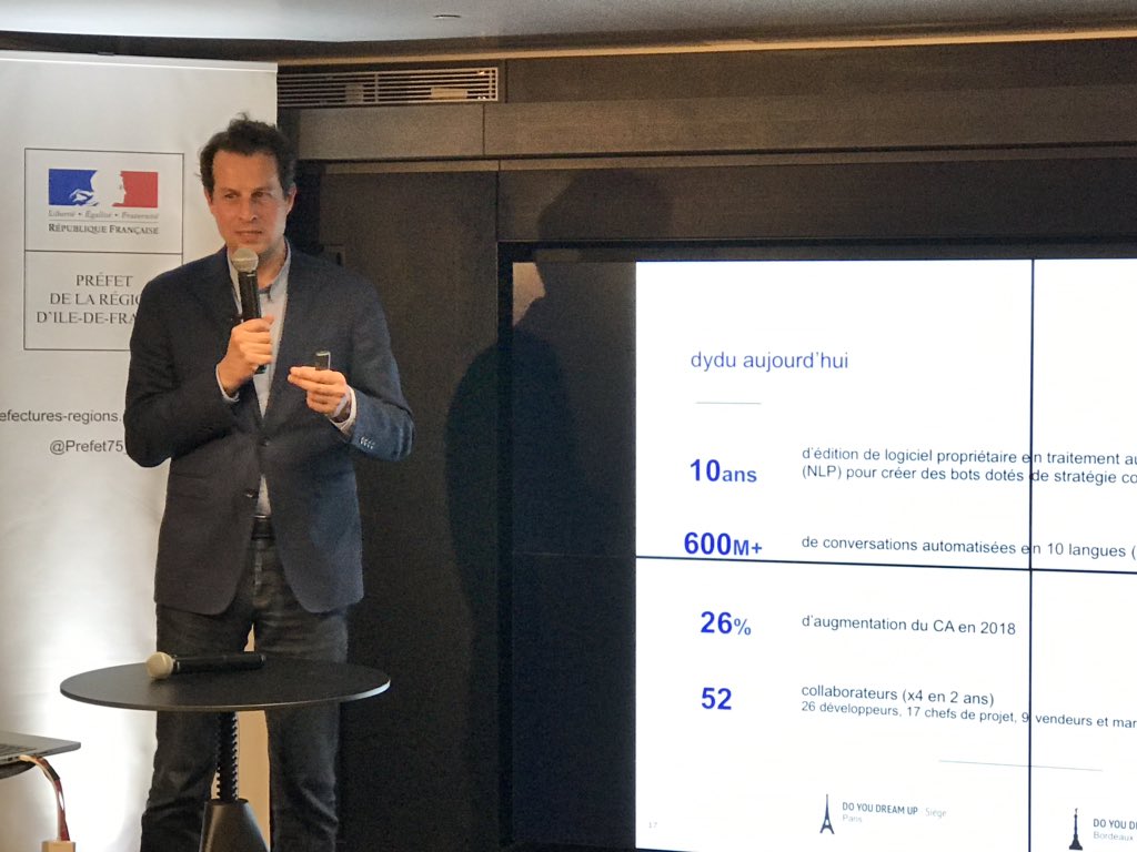 FrenchTechBdx's tweet photo. 🔝Lancement à @joinstationf du 1er #chatbot inter-administrations par Cyril Texier CEO de @dydu un de nos #Pass #FrenchTech 
Objectifs du chatbot NOA :
👌Orienter vers les services Douanes Direccte Préfecture URSSAF Pôle Emploi INPI UGAP !
💪 disponible 24/7 en 🇫🇷 et anglais https://t.co/owprRkztAj
