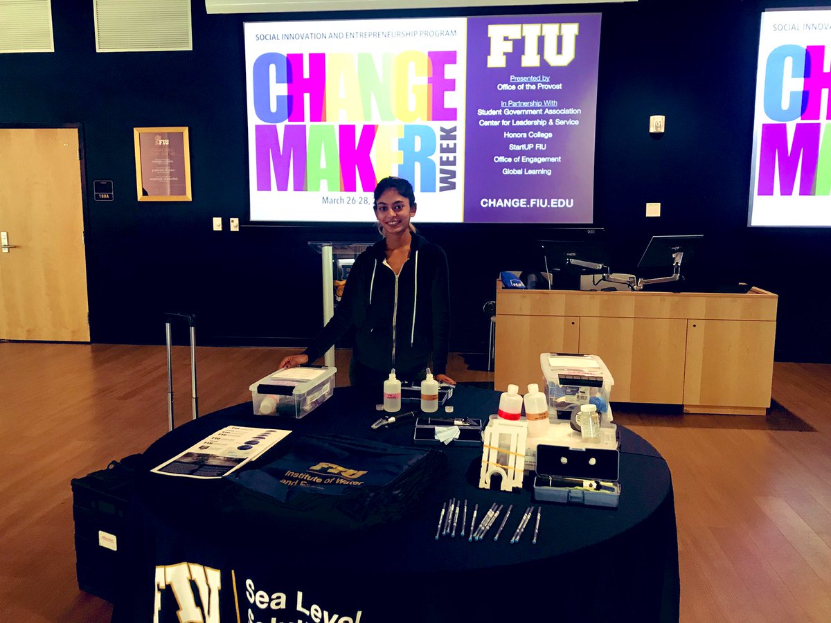 FIUEnvironment's tweet photo. Here in SASC 100 at MMC for @FIU #ChangemakerWeek to discuss our innovative projects with @CRESTCAChE &amp; @FIUSeaLevel. Come see what we’re up to! https://t.co/9HJkzmLwDo